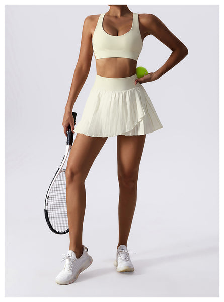 Tennis culottes pleated mini skirt anti-slip fitness skirt suit 8165 5 colors