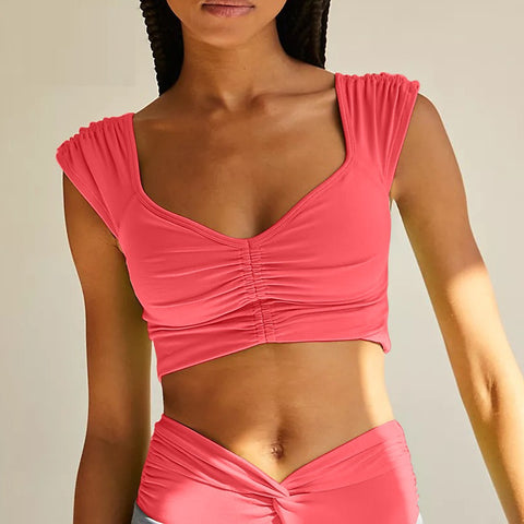 Barbie Pleated sexy sports bra Women's shock-proof yoga bra without underwire