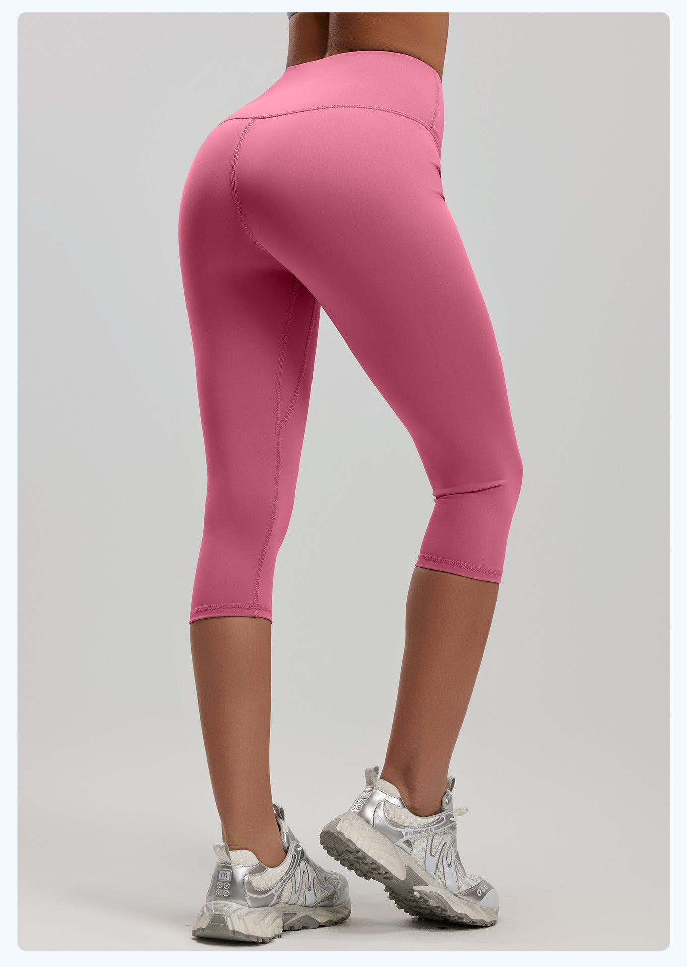 Women's High Waist 7/8 Length Fitness Leggings, Stretchy Hip Lifting Yoga Pants, Tight Peach Butt Sports Trousers