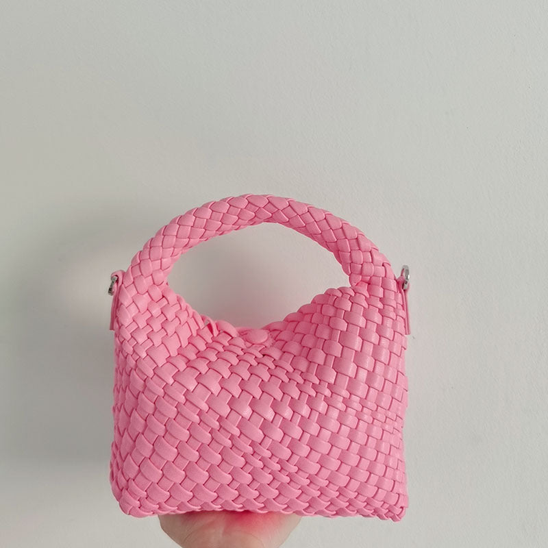 Barbie Pink Crescent Bag Braided diagonal women's tote underarm bag