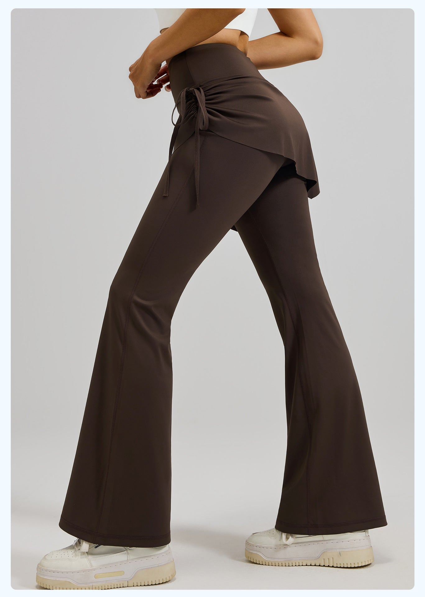 New Ruffled Flared Skort, Fake Two-Piece High-Waist Lifting Yoga Pants for Pilates