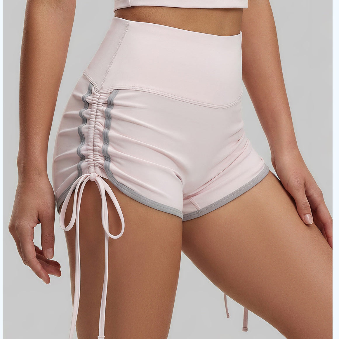 New Drawstring Sports Shorts, High Waist Peach Hip & Color Block Design, Tight Fit for Running, Training & Yoga
