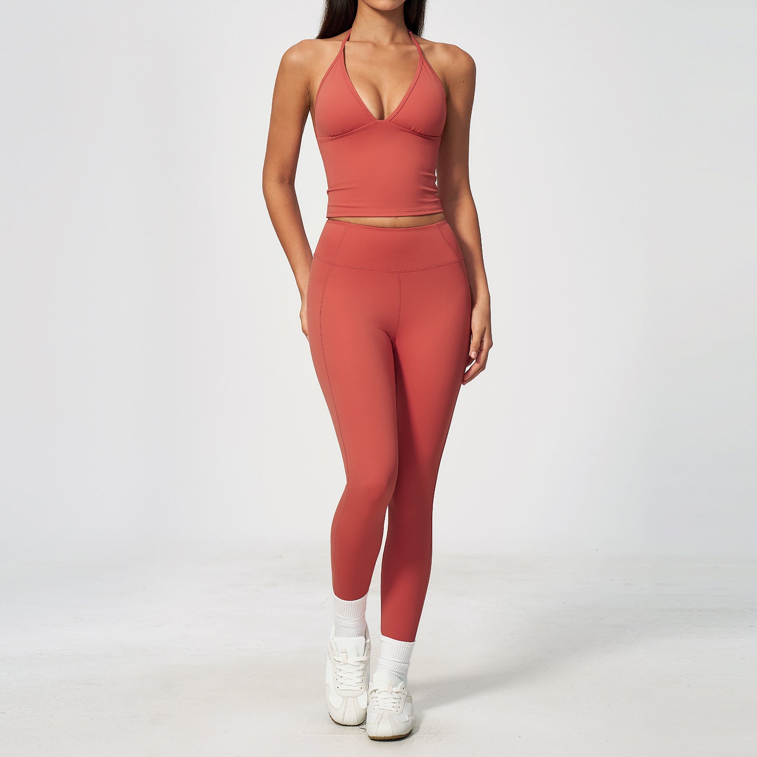 New Sports Set, Halter Open Back Shock-Absorbing & Bust Support High-Stretch Tummy Control Hip Lifting Yoga Outfit for Women