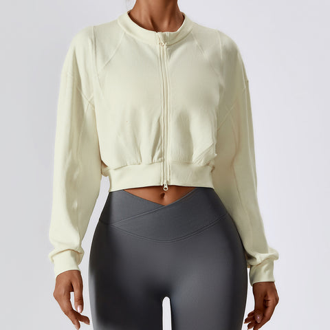 Double zipper loose long-sleeved hoodie coat thread casual coat 8249 3 colors