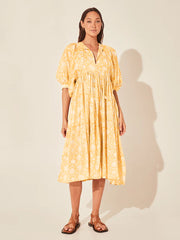 Loose casual summer rayon dress with mid-sleeve