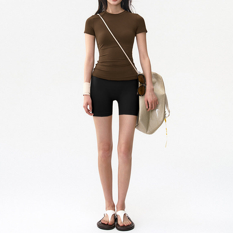 Women's Summer Sports T-shirt Set, Thin Stretch Slim Fit Quick Dry Outfit for Running Training Yoga