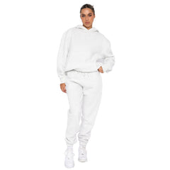 Autumn and winter solid color round neck pullover long sleeve trousers hoodie set 8 colors