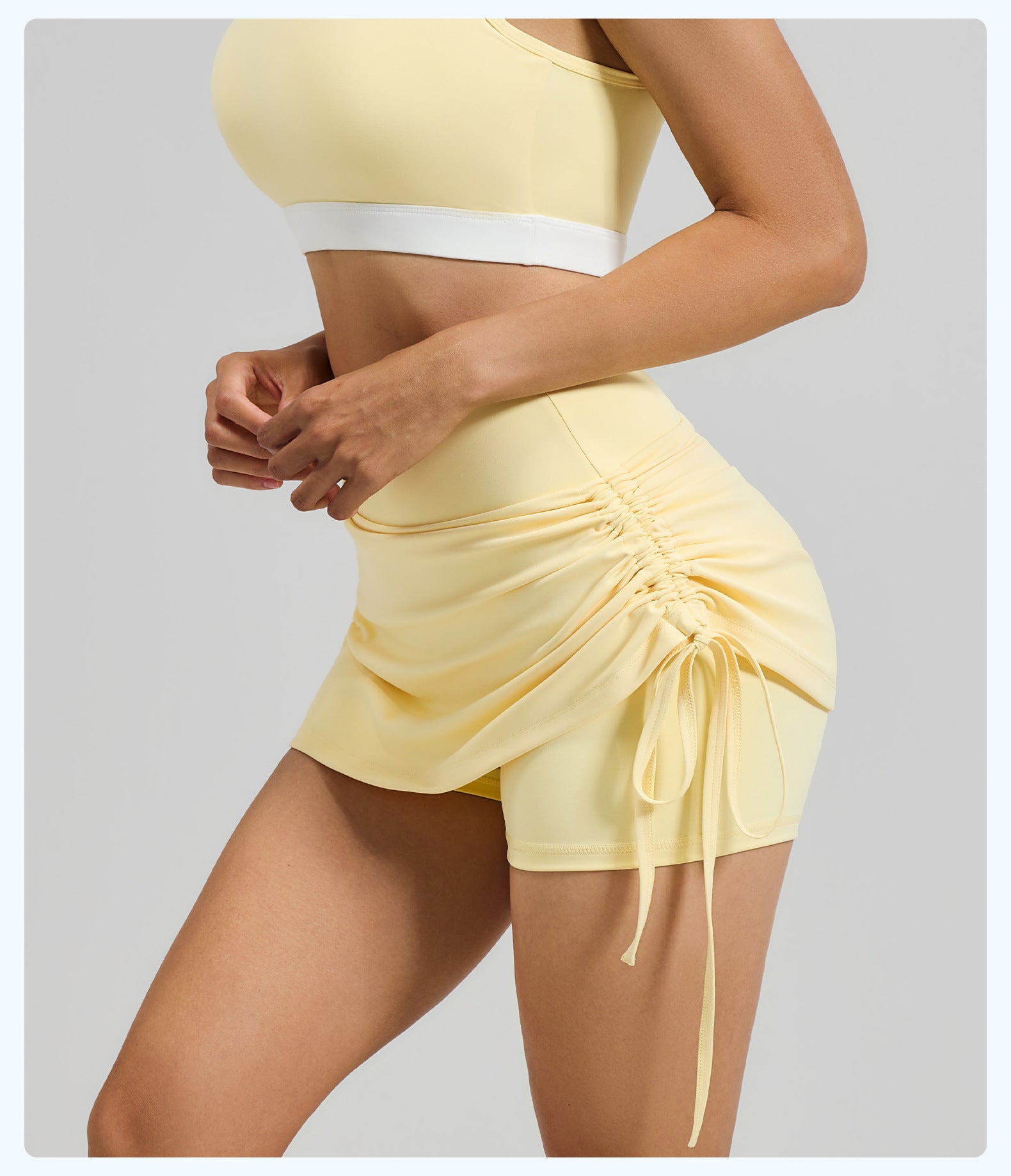 Ruffled High-Waist Sports Skort for Women, Anti-Chafing & Anti-Ride-Up, Fake Two-Piece Yoga Shorts for Running