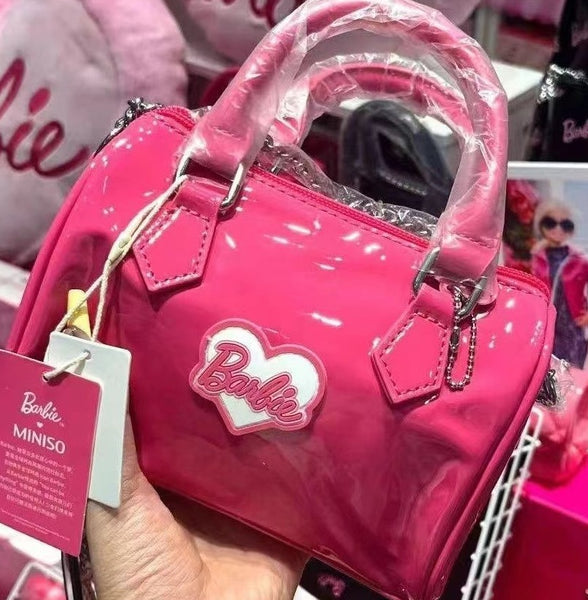 Barbie girl bright shoulder bag 2023 new handbag patent leather cross cross bag