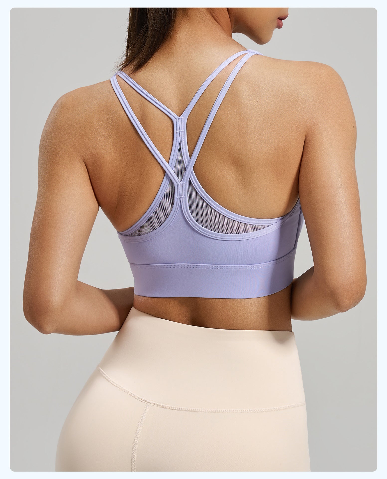 Mesh Crisscross Back High Impact Sports Bra, Shockproof Yoga & Fitness Top for Women