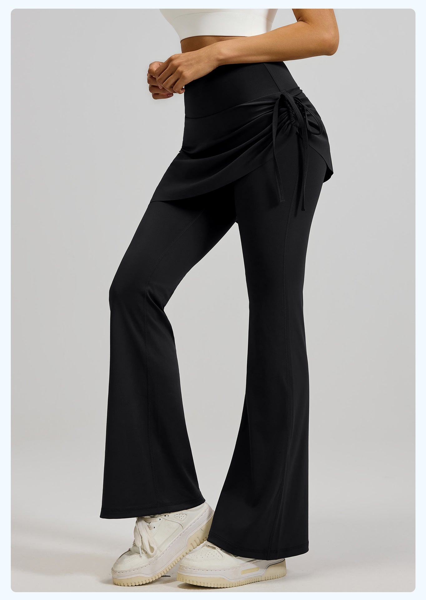 New Ruffled Flared Skort, Fake Two-Piece High-Waist Lifting Yoga Pants for Pilates