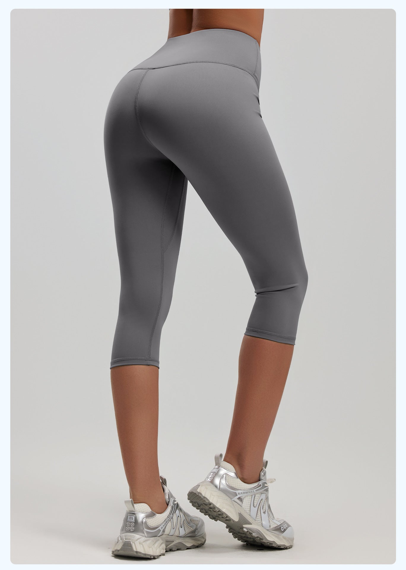 Women's High Waist 7/8 Length Fitness Leggings, Stretchy Hip Lifting Yoga Pants, Tight Peach Butt Sports Trousers