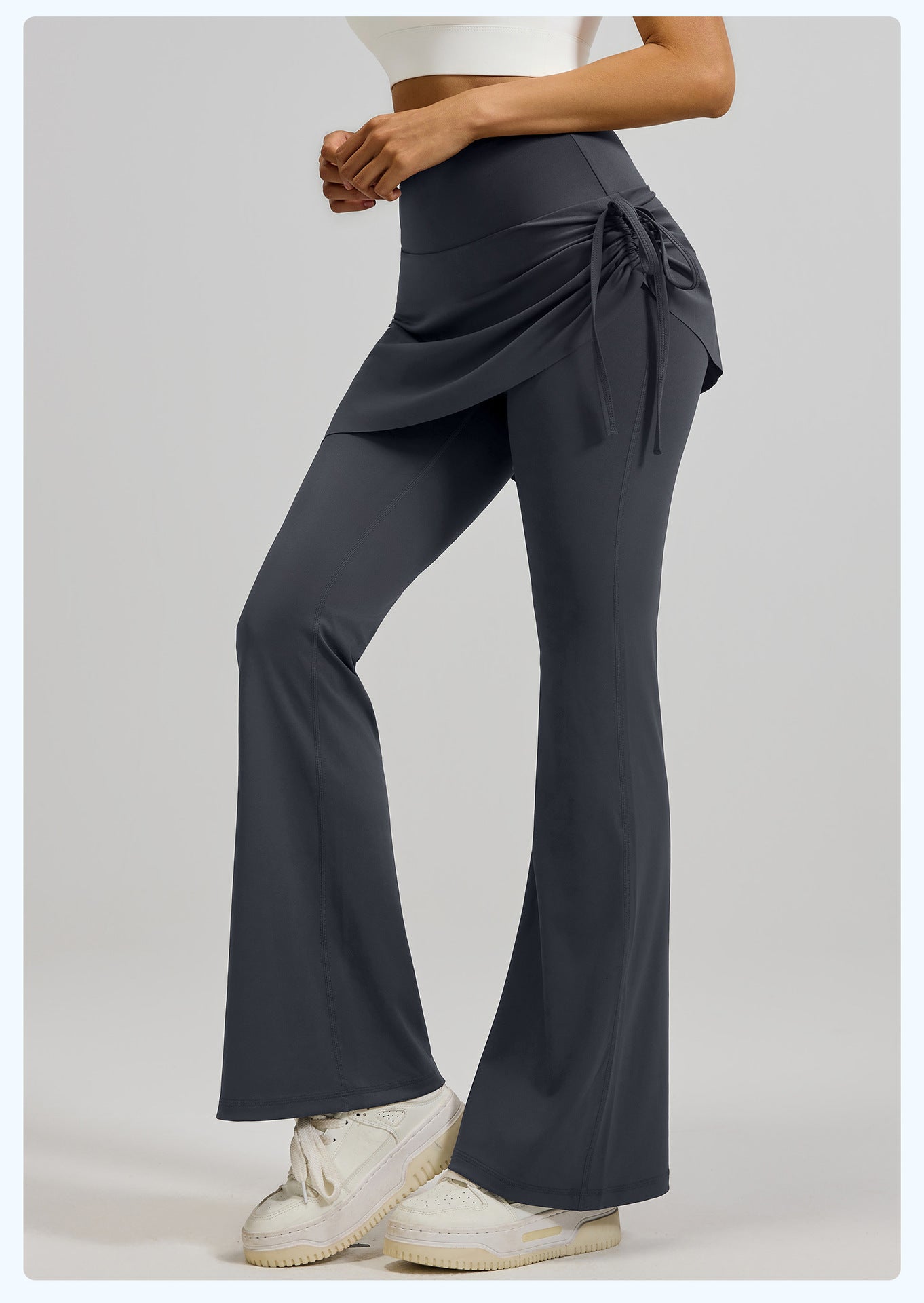 New Ruffled Flared Skort, Fake Two-Piece High-Waist Lifting Yoga Pants for Pilates