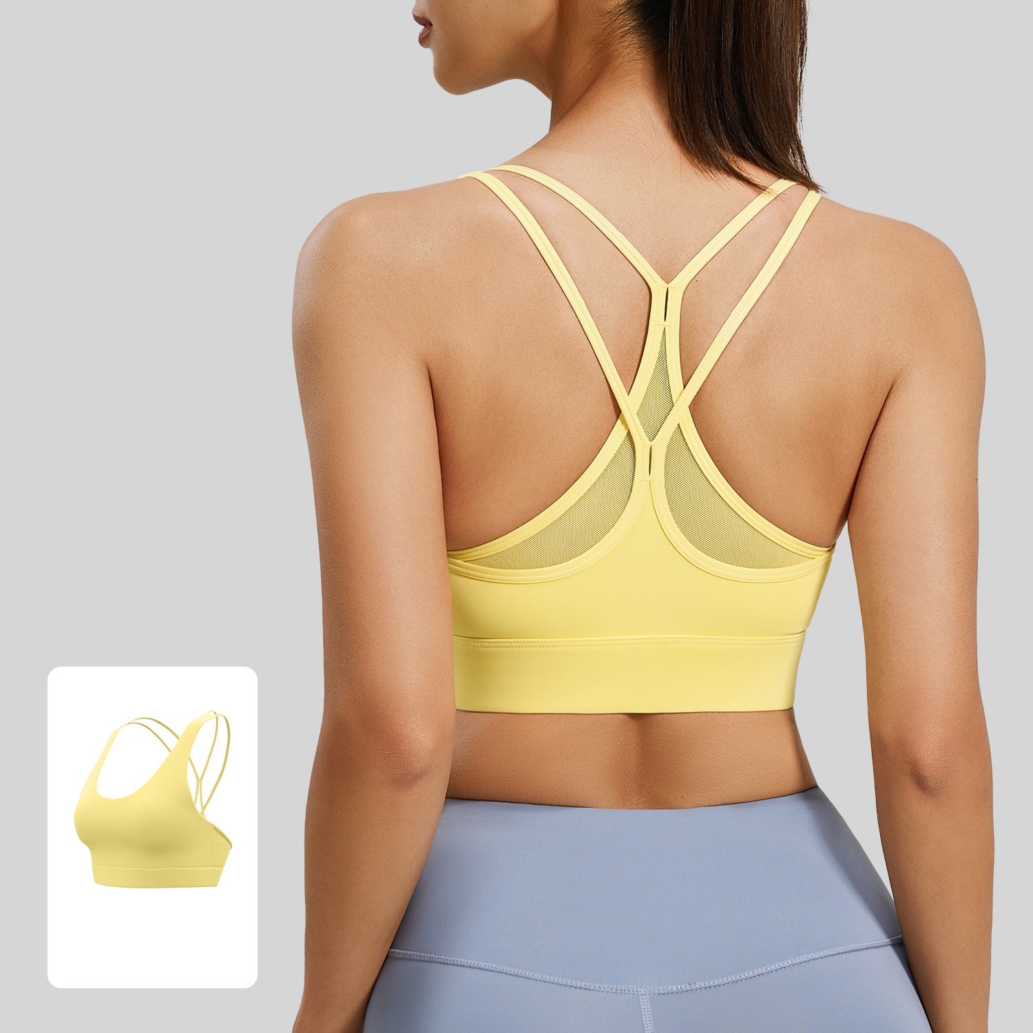 Mesh Crisscross Back High Impact Sports Bra, Shockproof Yoga & Fitness Top for Women