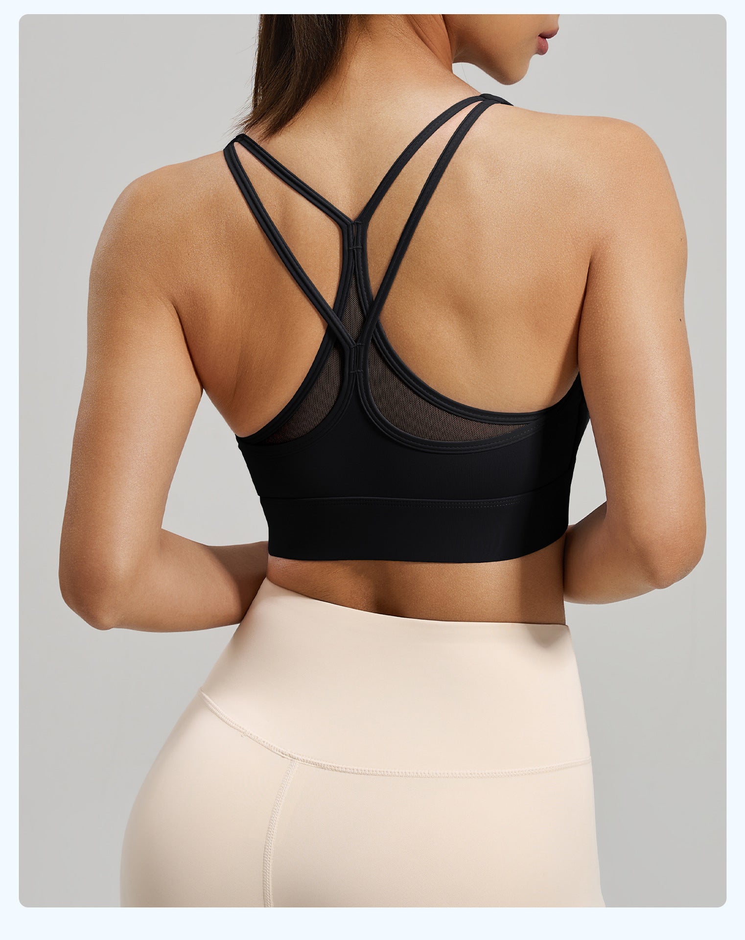 Mesh Crisscross Back High Impact Sports Bra, Shockproof Yoga & Fitness Top for Women