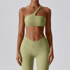 Oblique single shoulder quick dry tight yoga suit Nude exercise 8110 5 colors