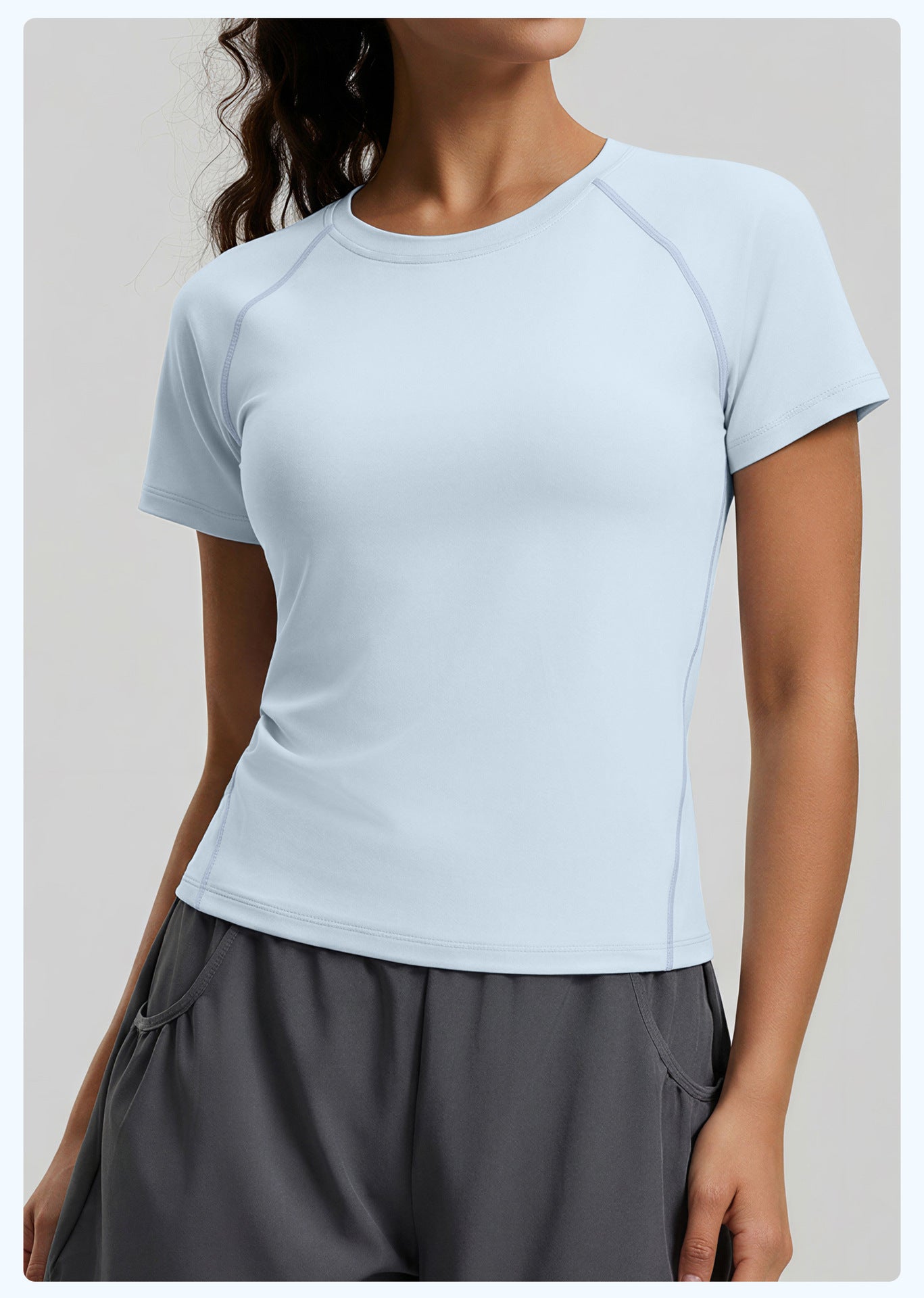 Summer crew-neck sports style slim yoga top female breathable loose all-match sports short-sleeved T-shirt