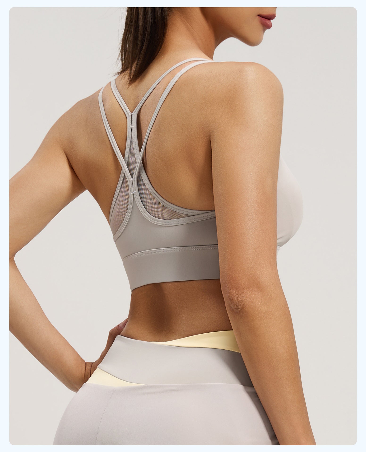 Mesh Crisscross Back High Impact Sports Bra, Shockproof Yoga & Fitness Top for Women