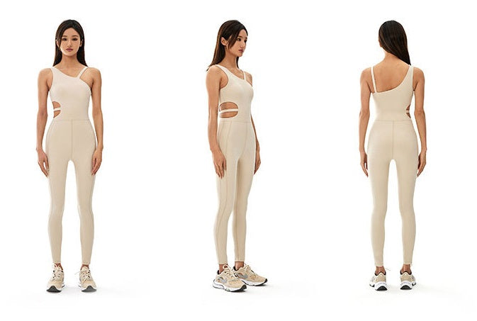 One-piece yoga suit with shoulder strap and chest pad sexy and tight back 3 colors