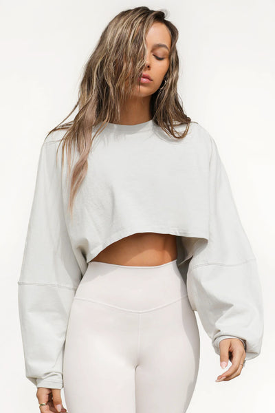 Crew-neck hoodie short sports long-sleeved top 4 colors