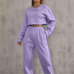 Crew-neck pullover pants casual fashion long-sleeved hoodie set 7color
