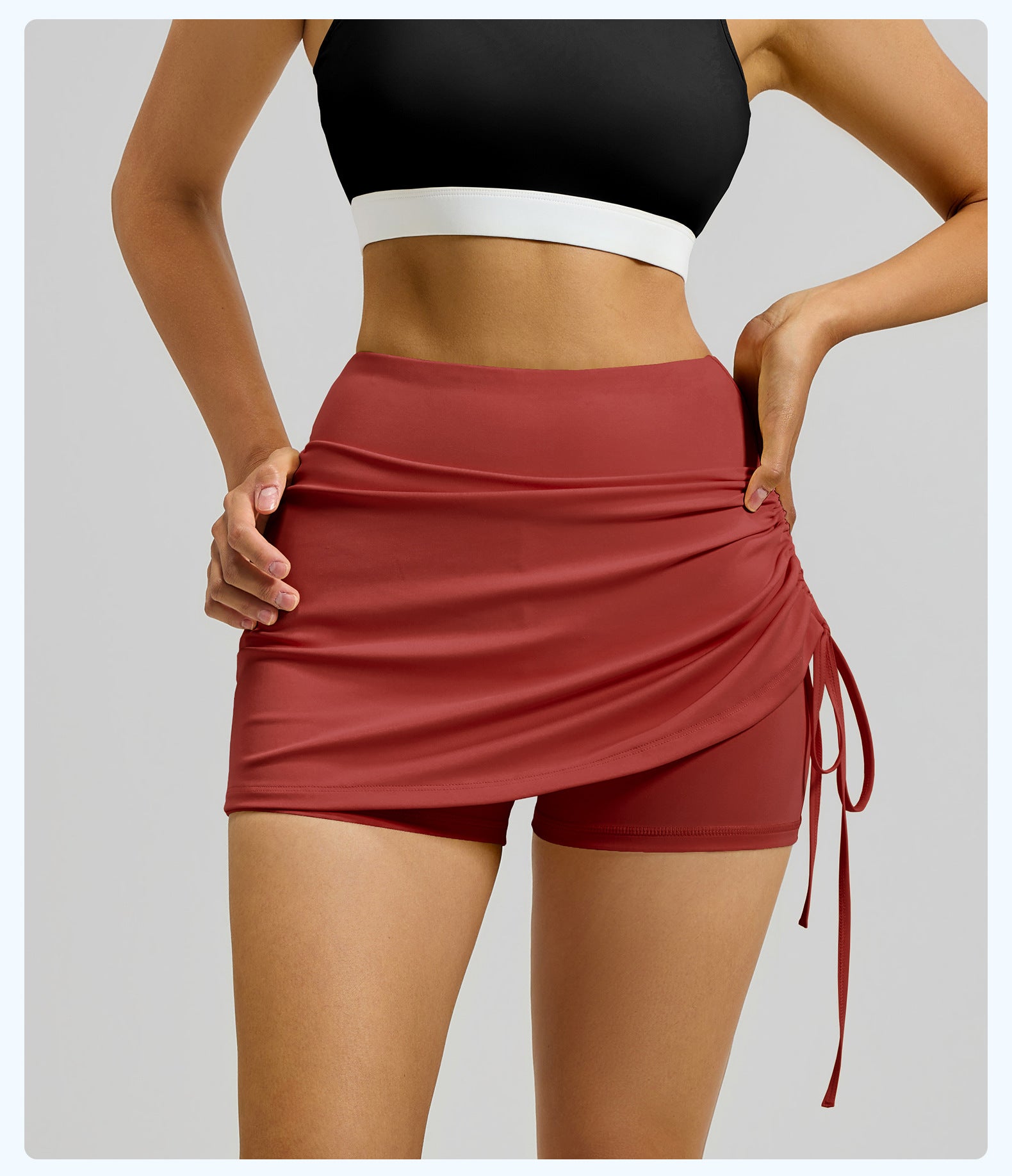Ruffled High-Waist Sports Skort for Women, Anti-Chafing & Anti-Ride-Up, Fake Two-Piece Yoga Shorts for Running
