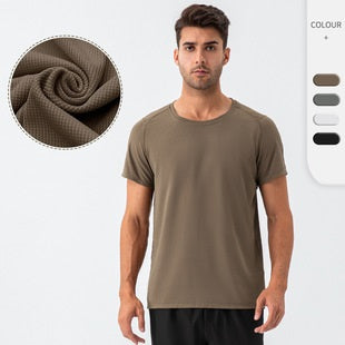 Men's round neck loose T-shirt perspiration quick drying breathable short sleeve 31226 4colors