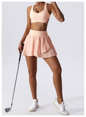 Tennis culottes pleated mini skirt anti-slip fitness skirt suit 8165 5 colors