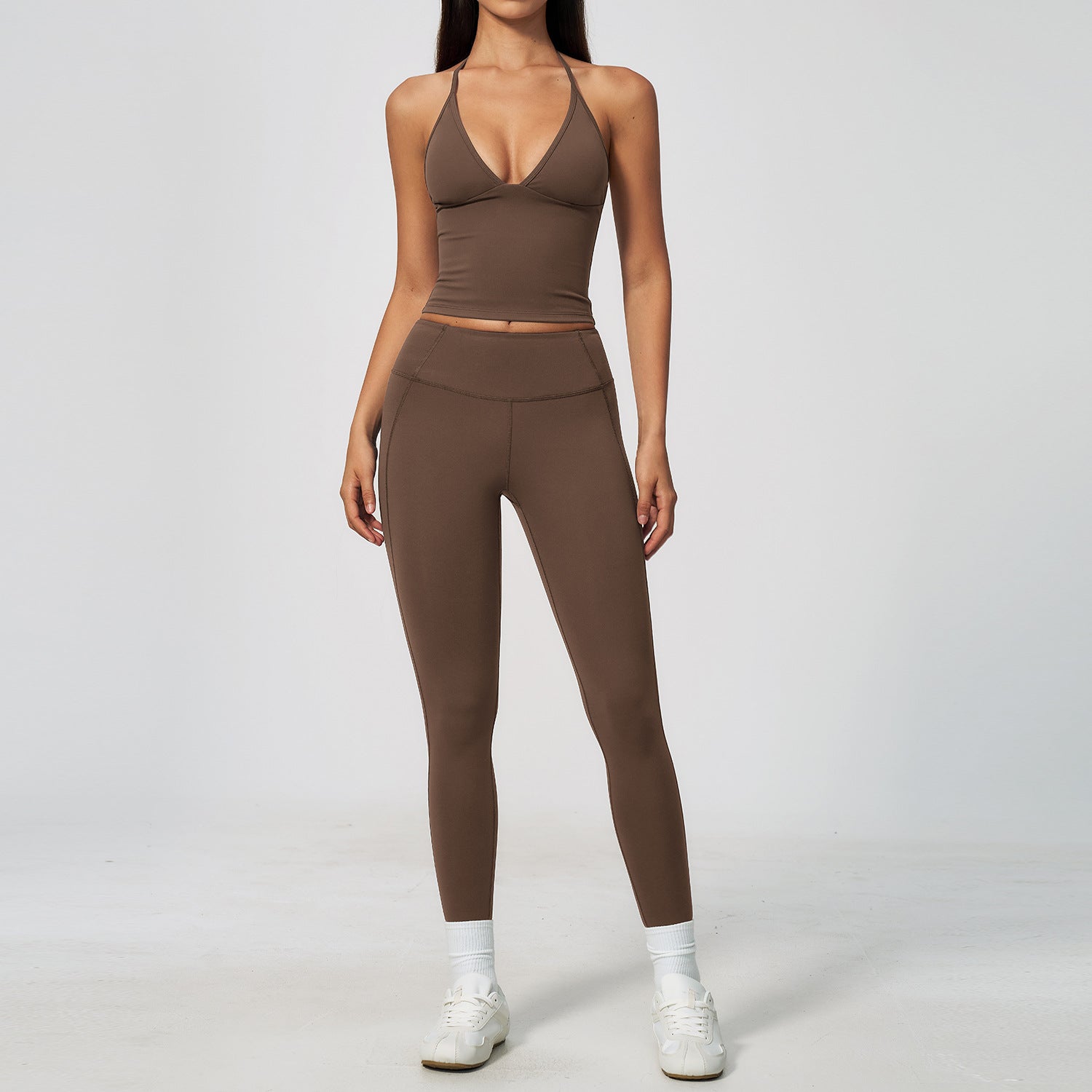 New Sports Set, Halter Open Back Shock-Absorbing & Bust Support High-Stretch Tummy Control Hip Lifting Yoga Outfit for Women