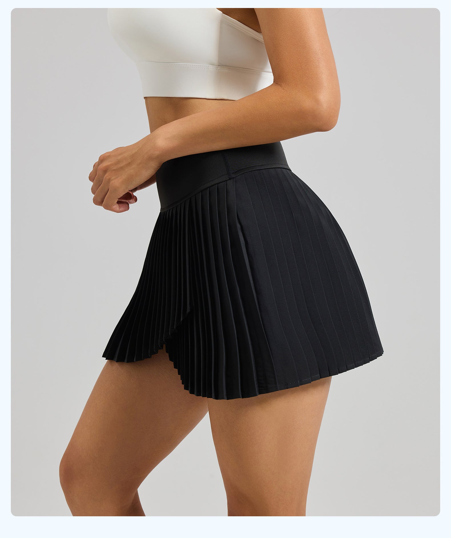 Summer Mock Two-Piece Split Pleated Sports Skirt, Women Anti-Chafing Tennis Skort with Pockets for Yoga & Fitness