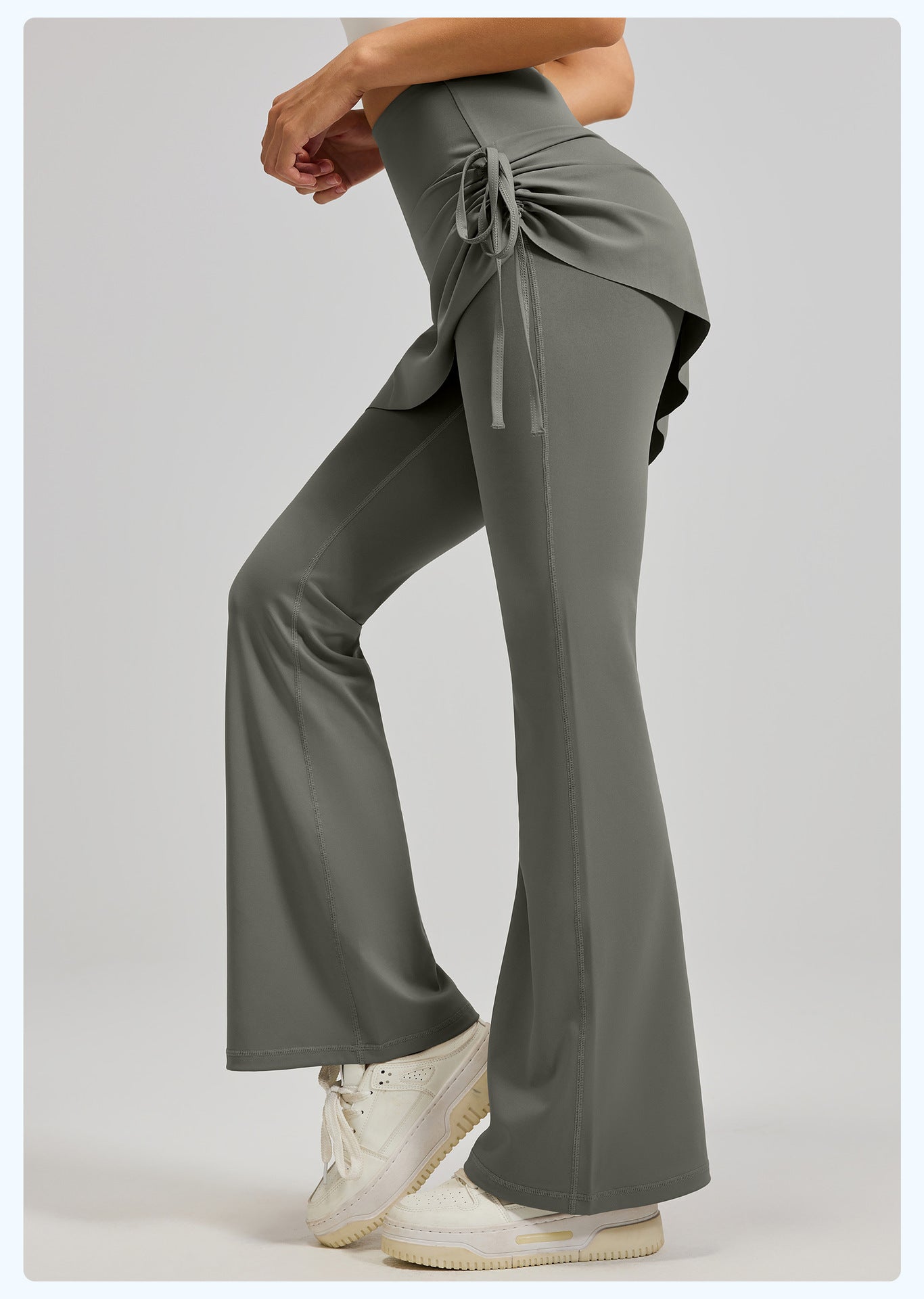 New Ruffled Flared Skort, Fake Two-Piece High-Waist Lifting Yoga Pants for Pilates