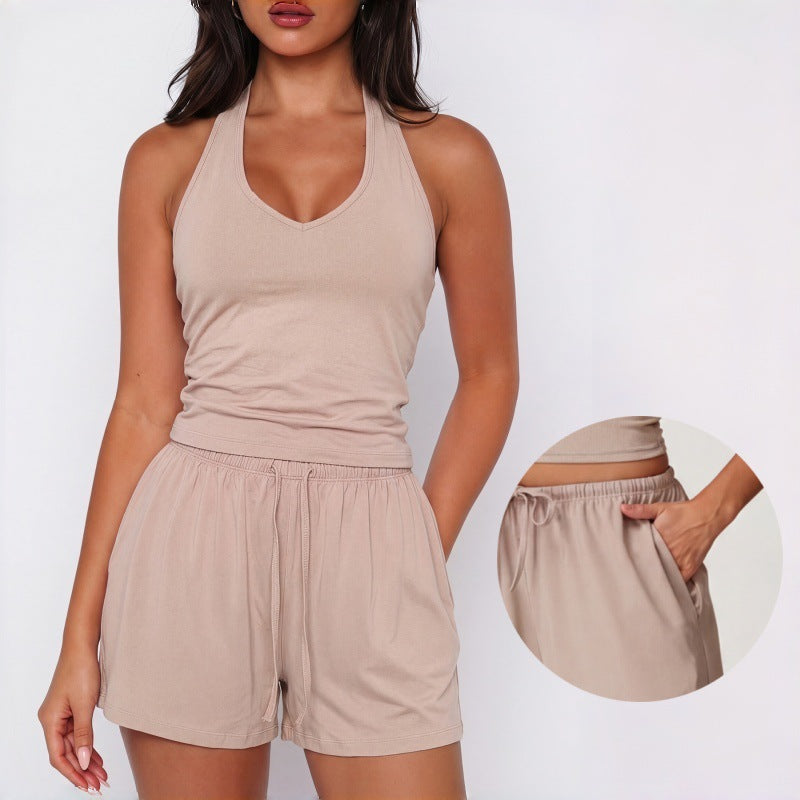 Women's Backless Cami Yoga Set Casual Running Fitness Wear