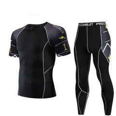 Men's stretch fitness clothing moisture-wicking quick-drying short-sleeved running sportswear 7 colors
