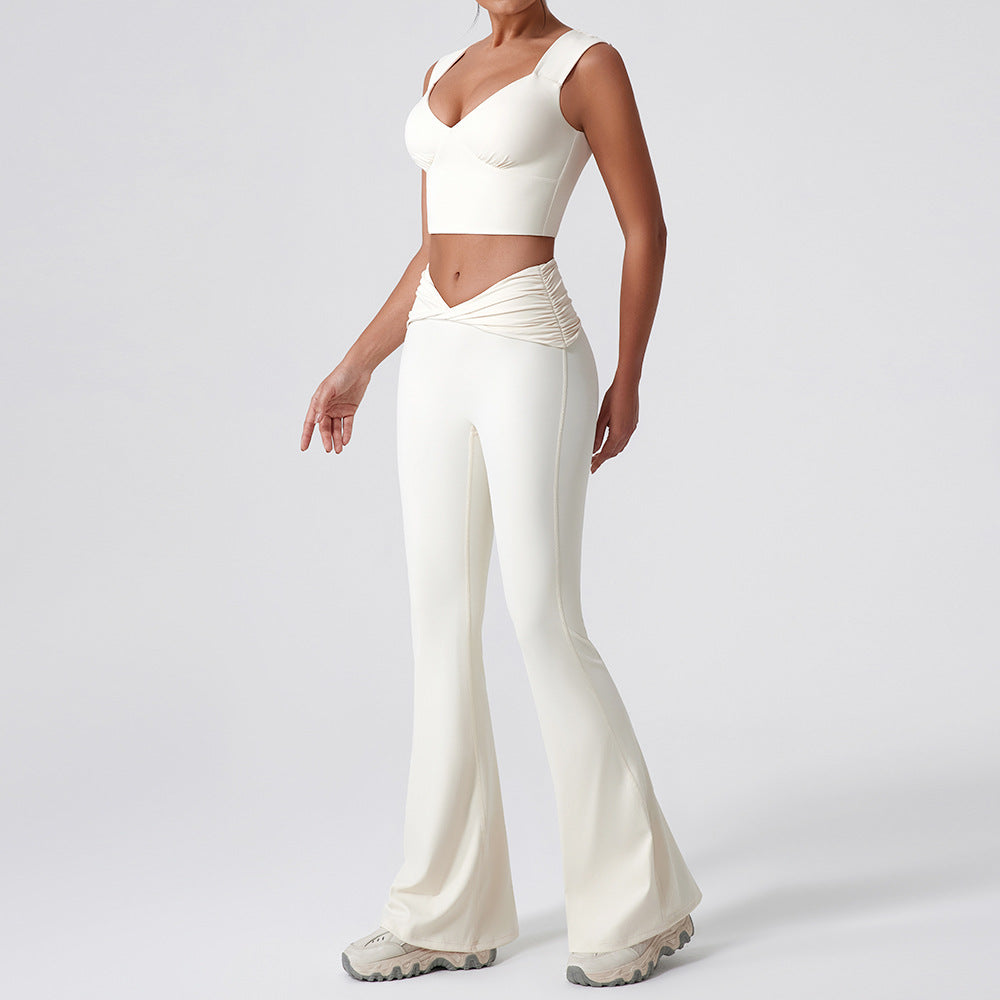 New tight vest yoga set, quick - drying twisted high - waist flared casual and versatile fitness sport set