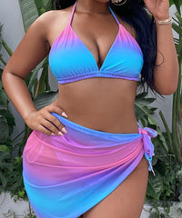 2023 New Fat Plus Fat Bikini Fat Sister Swimsuit Big Size Fat Woman Bikini Gradient Swimsuit Female 2 Colors