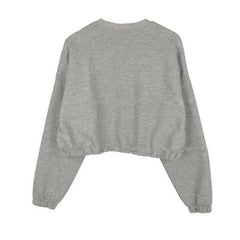 Spring and autumn new 2023 fashion bright color chic style drawstring waist simple casual sports all-match short sweater 3 colors