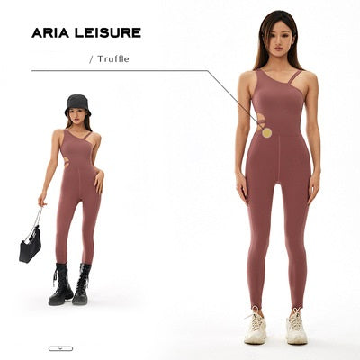 One-piece yoga suit with shoulder strap and chest pad sexy and tight back 3 colors