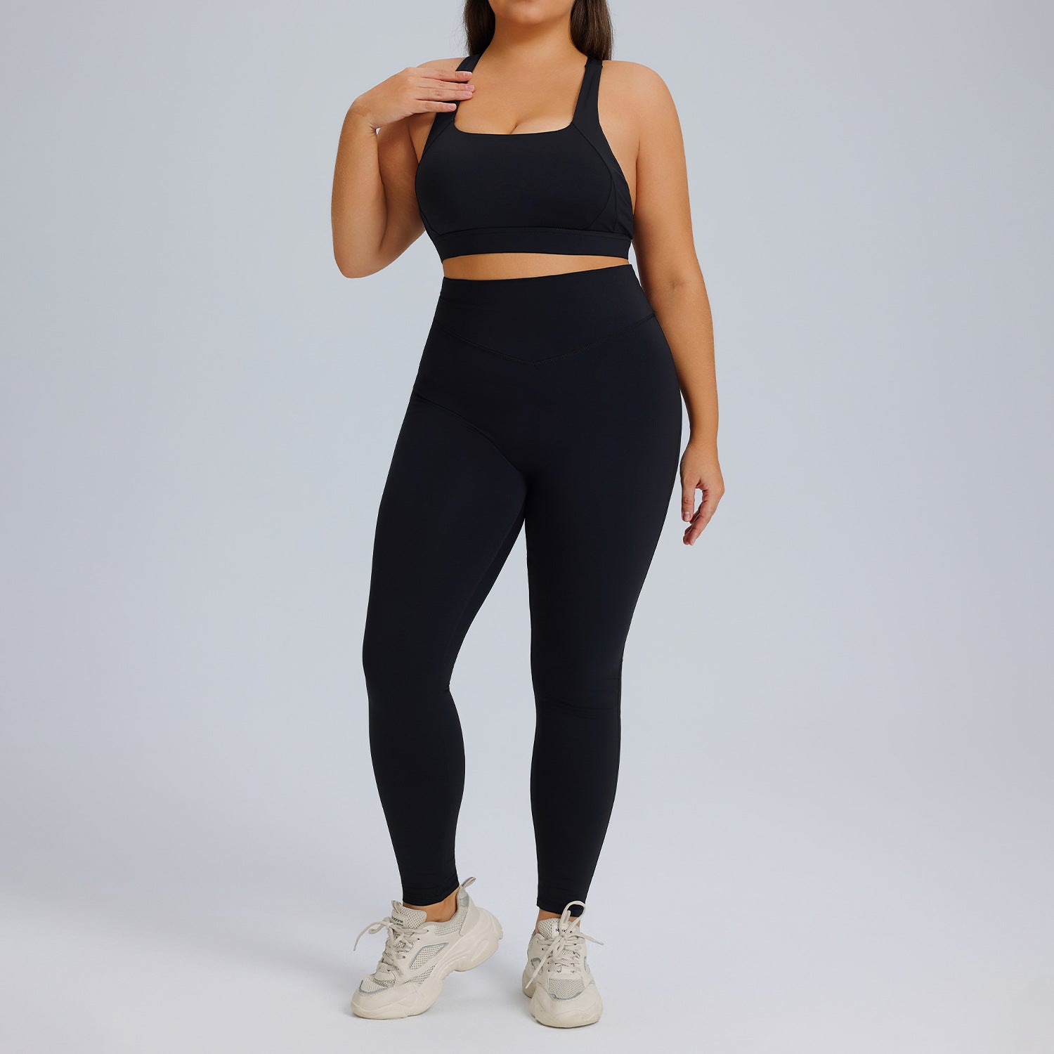 Plus Size High Waist Yoga Set for Women, High Stretch Butt Lifting Quick Dry Workout Tracksuit