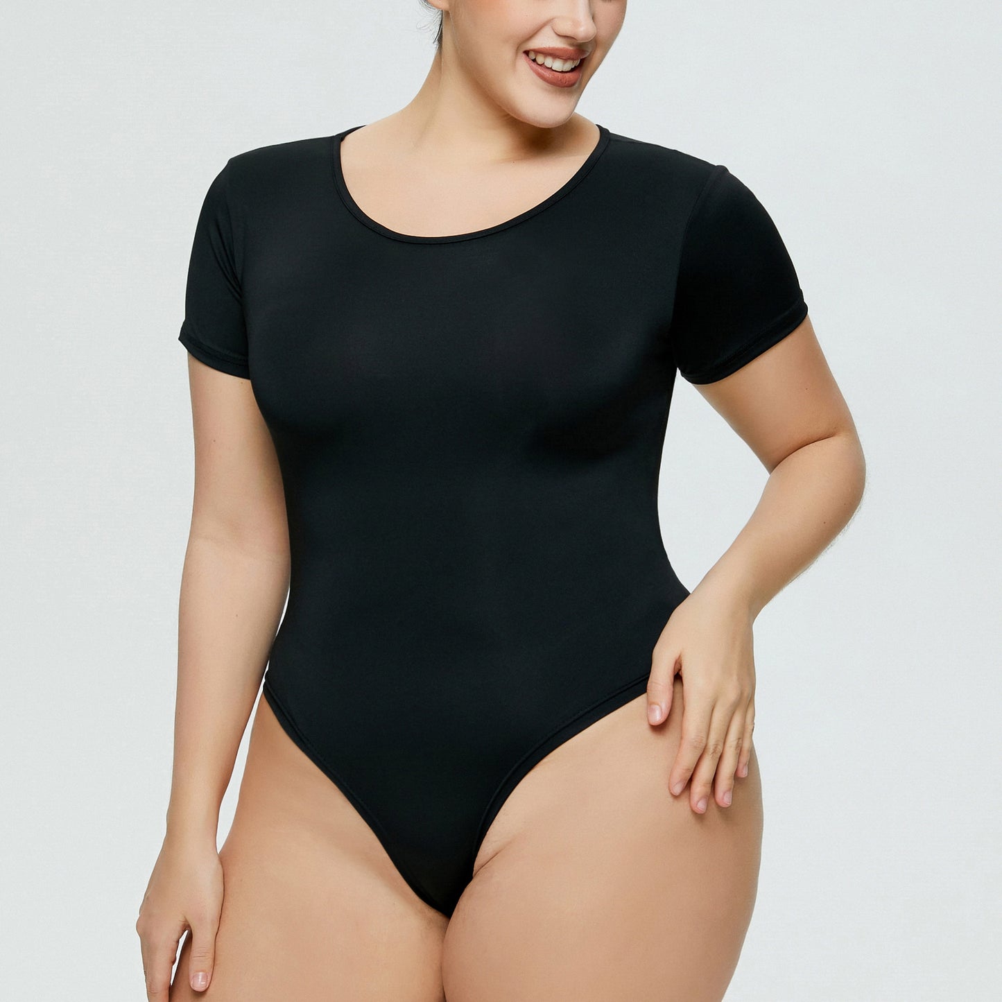 Fashion Hot Sale Plus Size Women's Bodysuit All-match Bottoming Round Neck Short-sleeved One-piece Briefs 5 Colors