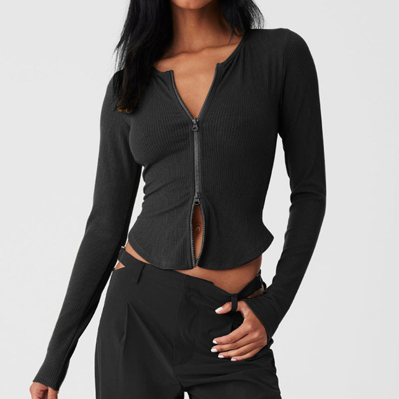 Women's double head zipper  autumn/winter new   running yoga top