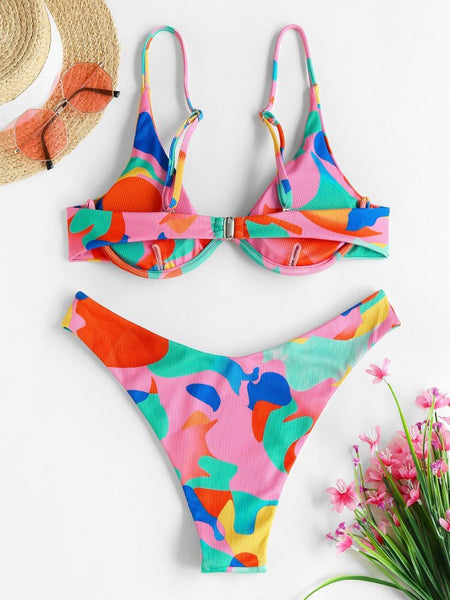 2023 New Bikini Split Poly Swimsuit Female Sense Triangle Swimsuit Female 4 Colors