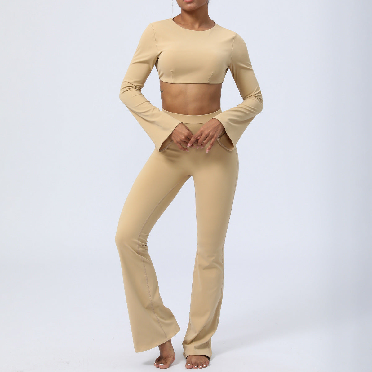 Quick drying naked backless fitness two-piece bell bottoms 5 colors