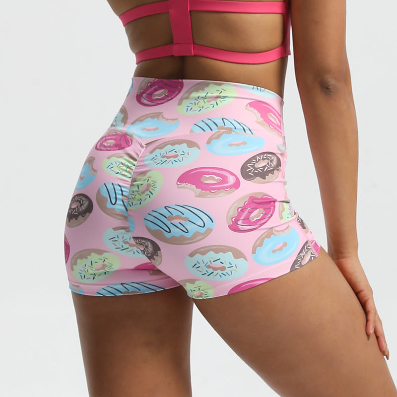 Candy-colored nude body-hugging yoga shock-proof push-up boob shorts