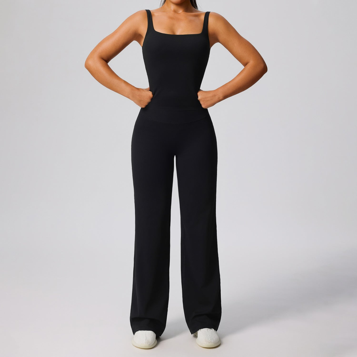 PLUS SIZE New Women's Wide Leg Fitness Set, Outdoor Running Yoga Outfits, Slim Fit Straight Leg Workout Pants