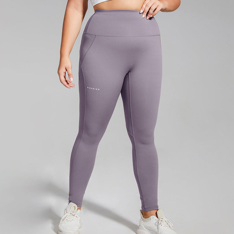 Plus Size Running Pants High Waist Hip Lifting Letter Quick Dry Yoga Pants 3 Colors