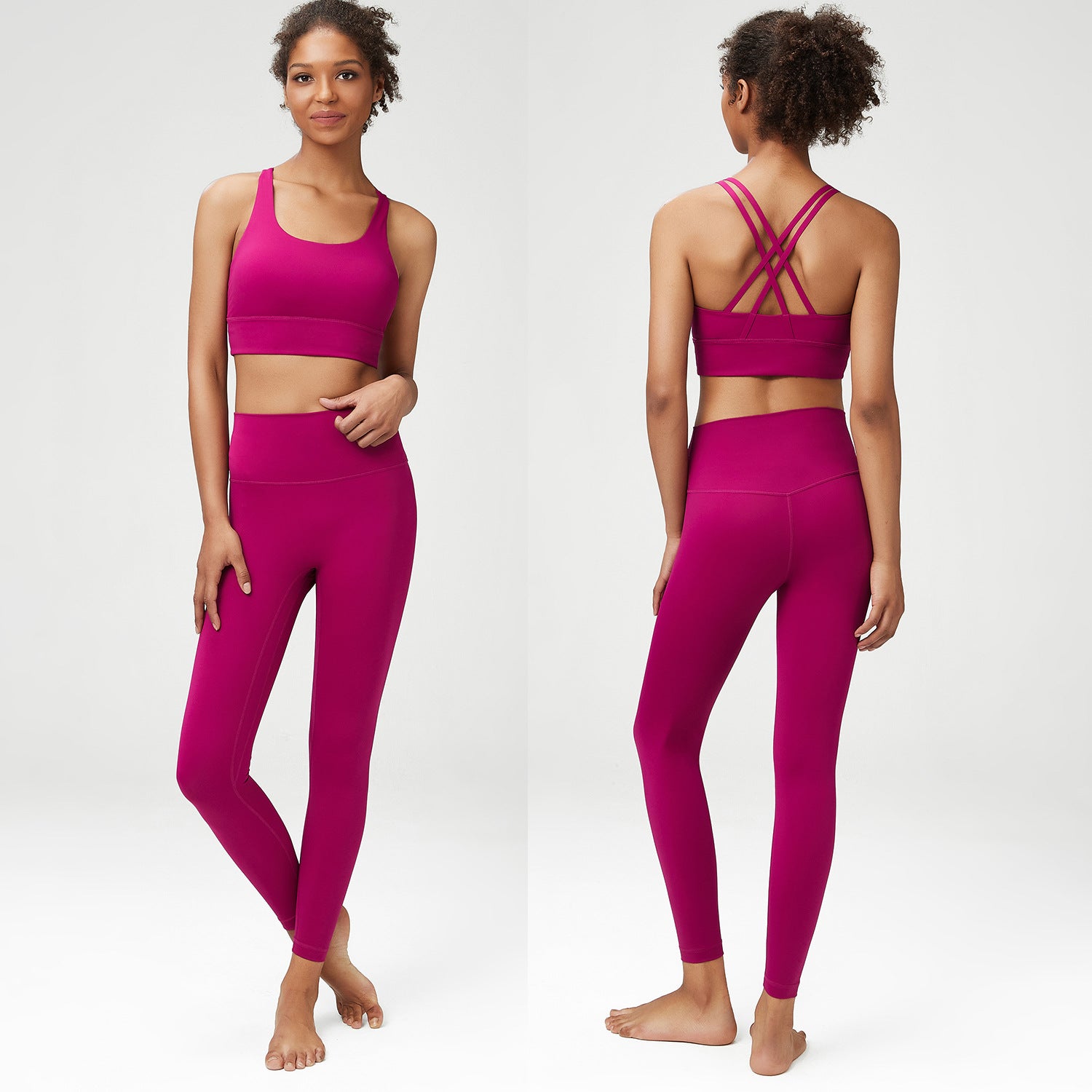 Naked Yoga Suit Women's Large Size Sports fitness Suit 2 Pieces 9 Colors