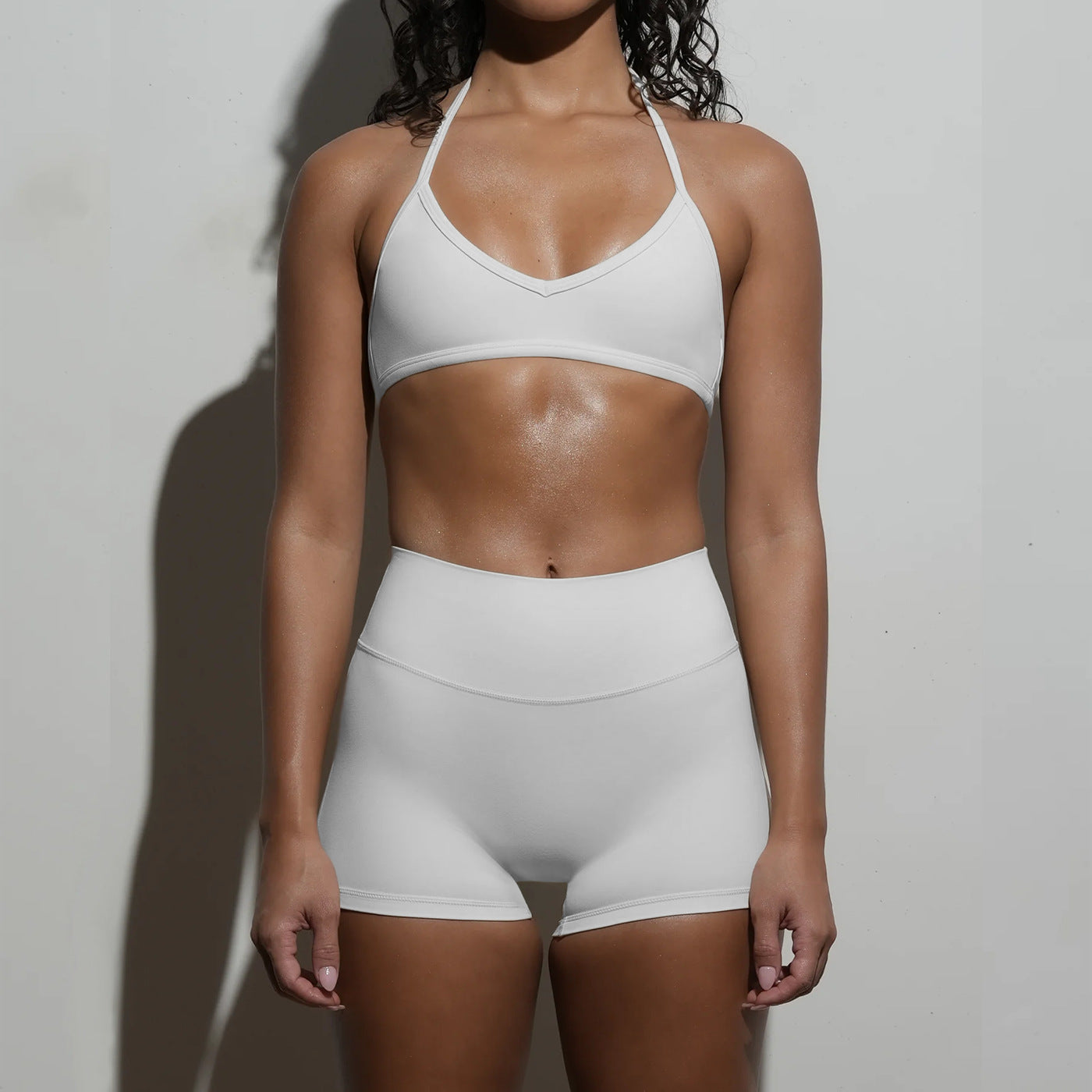 New neckwear beauty back bra yoga suit fitness shorts pilates speed up dry two-piece set