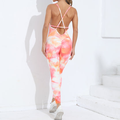 Tight cross back Yoga peach butt one-piece jumpsuit 6 colors