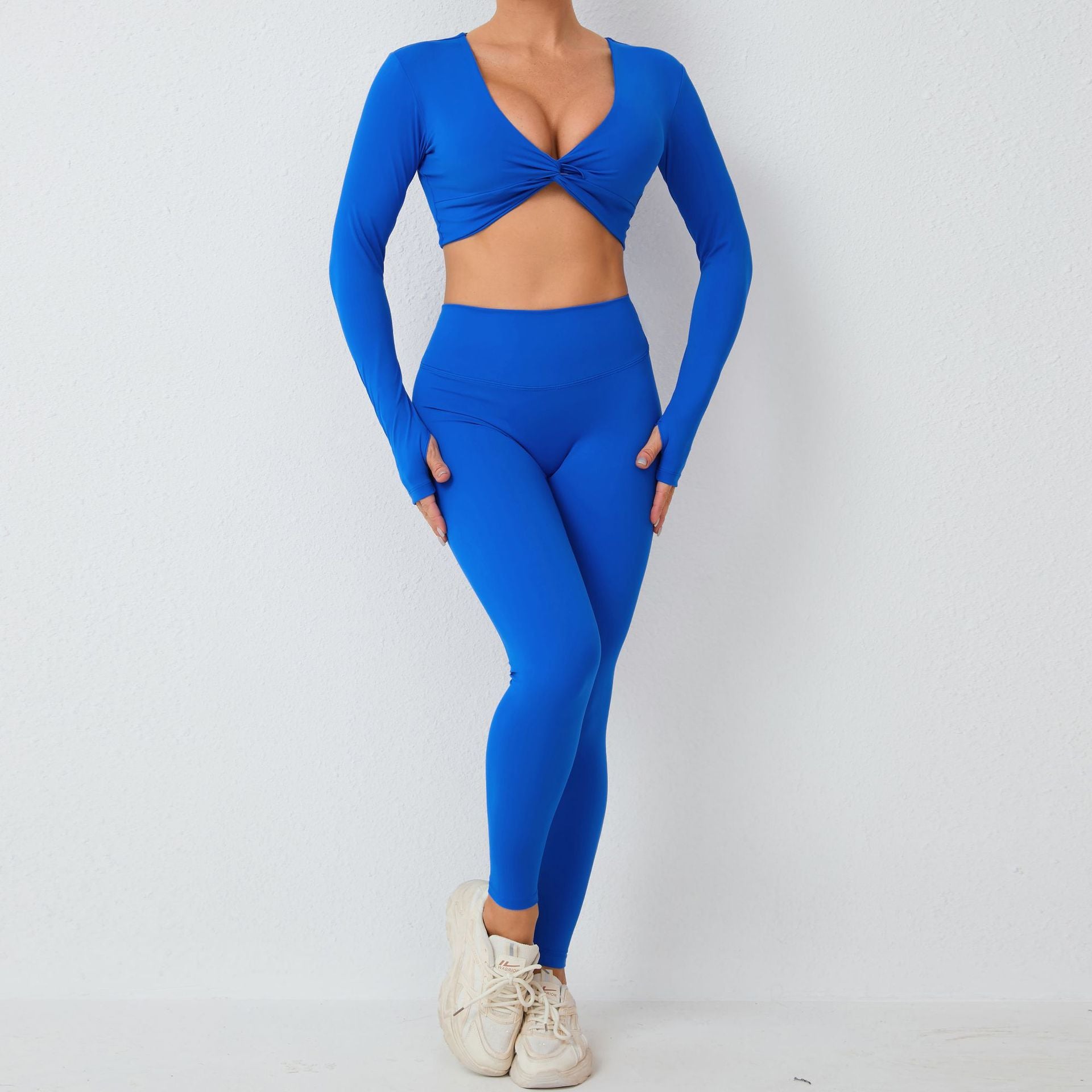 Finger long sleeve yoga suit sexy outside to wear tight 4colors