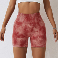 Splash dye seamless yoga shorts women's sports fitness shorts high waist buttocks tight yoga pants 8 colors